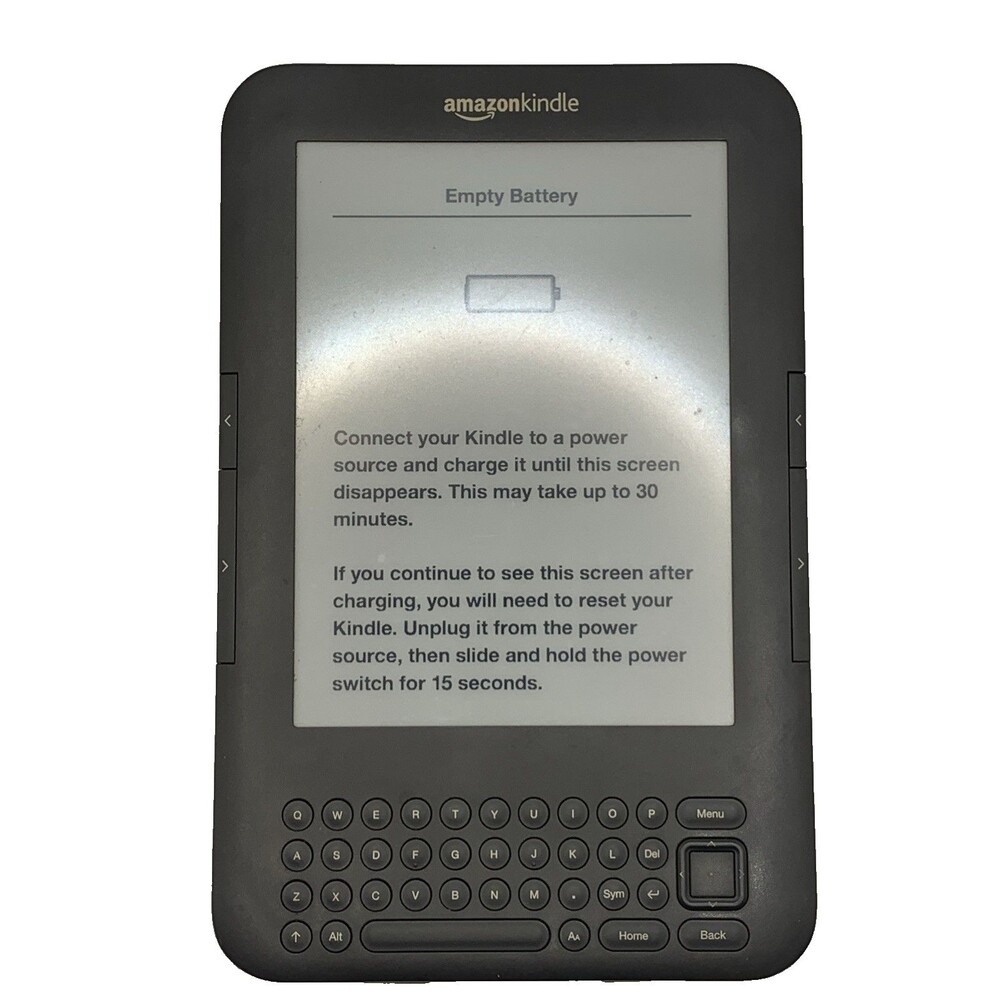 Amazon Kindle Keyboard 3rd Gen 2010 E-Reader w/ M-Edge Case Book Bundle Untested